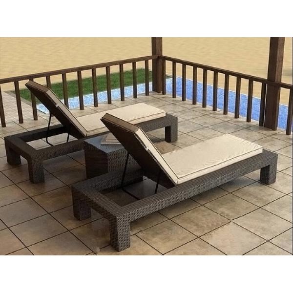 Foldable and Durable Outdoor Rattan Double Sun Beach Lounge for Living Room