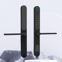 Cerradura de puerta de vidrio de puente roto de doble cara con huella dactilar impermeable, control remoto inteligente por APP, para idioma chino e inglés