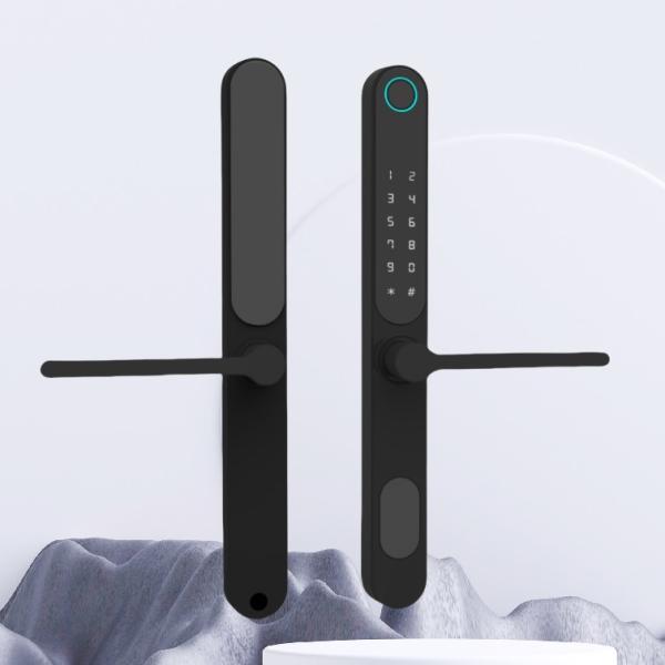 Serrure de porte en verre à pont cassé double face avec empreinte digitale étanche, télécommande intelligente APP, pour langues chinoise et anglaise