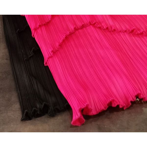 2025 Vintage High Waist Skirt for Women High End Breathable Elastic Slimming Versatile Solid Color Natural Wrinkle Splicing