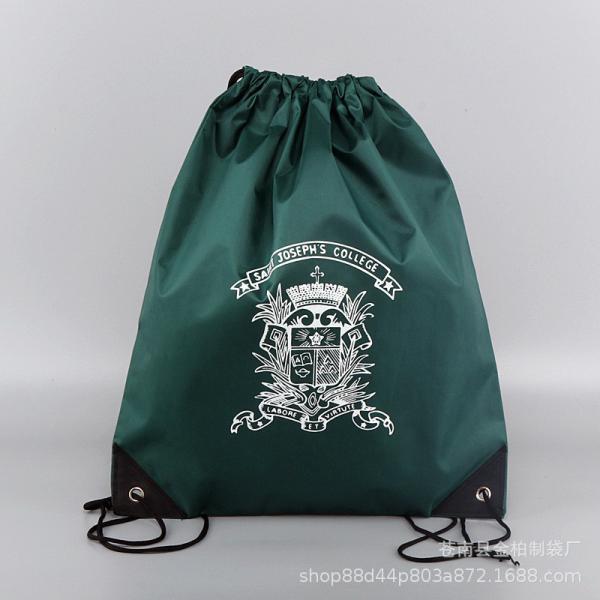 Drawstring Polyester backpack with leather PU, Premium bag 210D  strong sports bag, outdoor bags for corporate gifts
