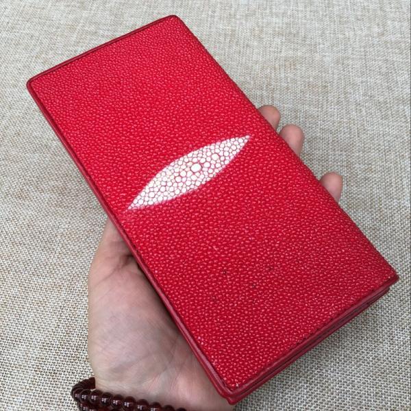 Unisex Style Authentic Stingray Skin Women Men Slim Bifold Wallet Card Bag Genuine Leather Female Male Thin Clutch Purse