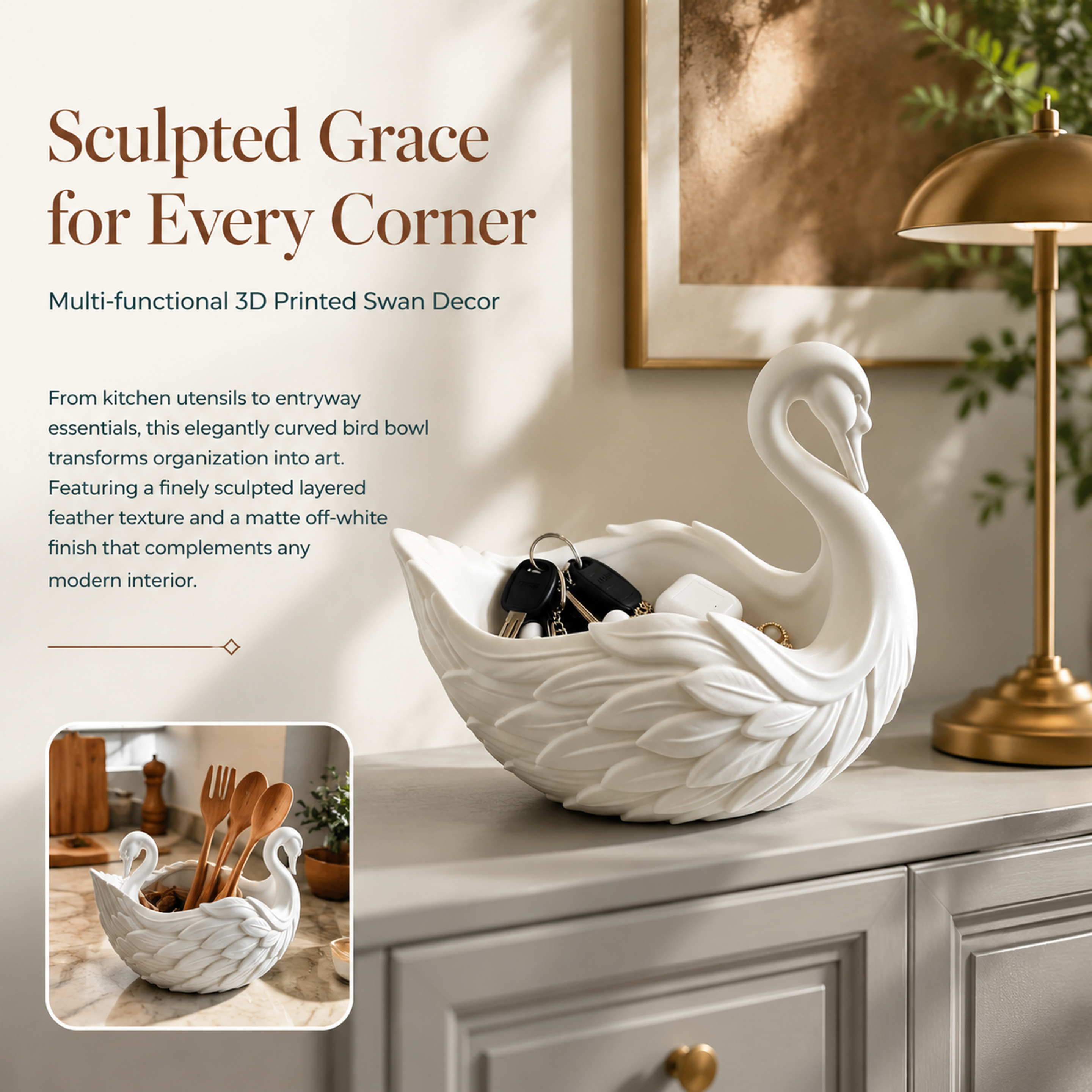Textured 3d Printed Home Decor Small Decorative Bird Shaped Container