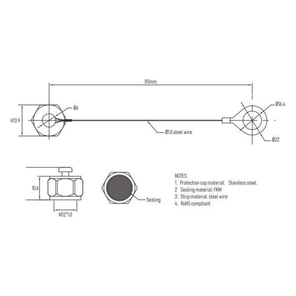 Степень предохранения от пылезащитного колпачка M12 IP67 аксессуаров желез кабеля SUS 316