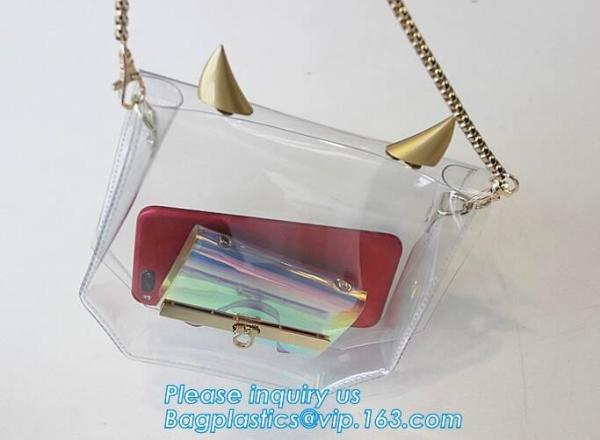 laser PVC new material printing shoulder tote bag, Girls Shoulder Tote Beach Bag, Ladies Transparent PVC Beach Handbag