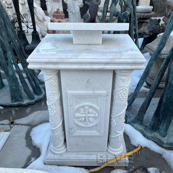 Marble Pope Pulpit White Natural Stone Catholic Church Altar Table Religious Handcarved Modern Western Style