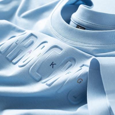 Camiseta de algodão 3D customizada com logotipo em relevo para homens em cores ou quantidade 1000