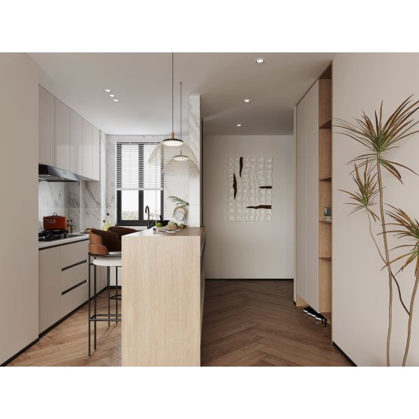 Modern Modular Kitchen Cabinet Set  Melamine Board Eco-Friendly Multifunctional