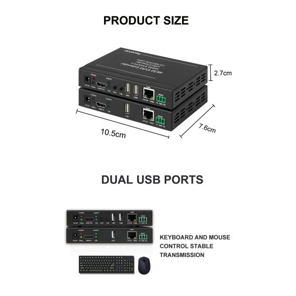 4K30Hz Video Wall Controller with 100m Transmission and USB-KVM Function for Multi-Channel HDMI KVM Extender