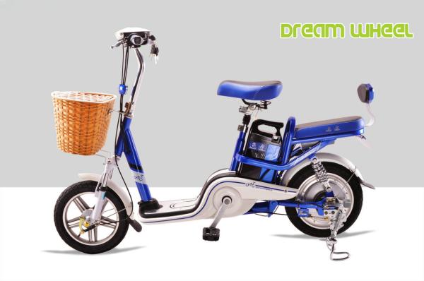Small City 25km/H Electric Bike Moped Scooter 250W 48V 14 Dual Seat