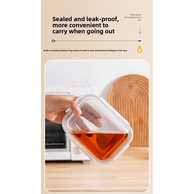 Factory Wholesale Household Heatable Lunch Box Portable Borosilicate Glass Crisper with Plastic Lid for Food
