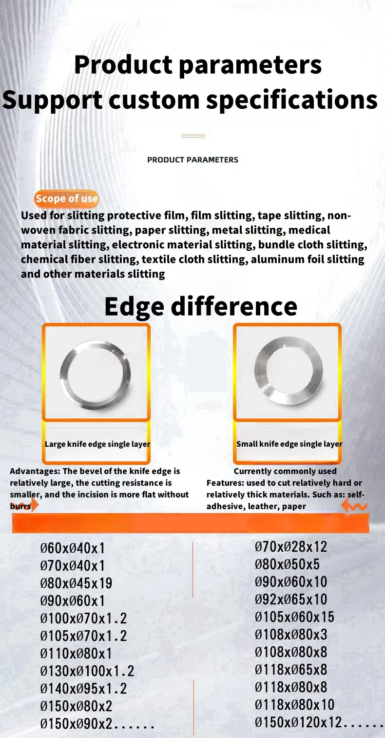 Score Cutting Knife Crush Cutting Blade for Paper Plastic Films Cutting Slitter
