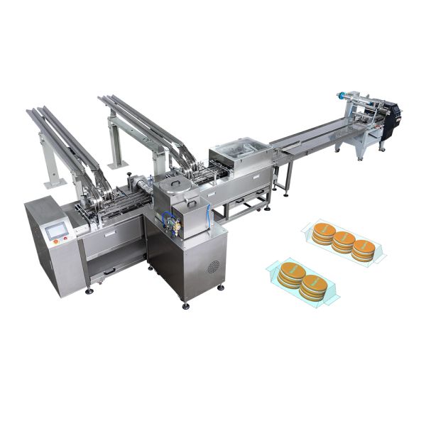 Automatic Chocolate Cream Biscuit Sandwich Machine With Pile Packaging System