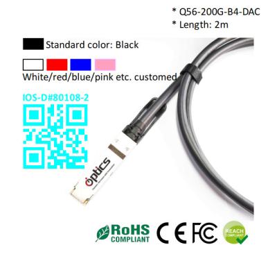 200G QSFP56 para 4x50G SFP56 Breakout DAC ((Cabel de ligação direta) Cabos (Pássivos) 2M 200G QSFP56 DAC