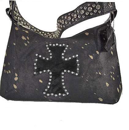 western cross rhinestone cowhide shoulder bag with crystal strap