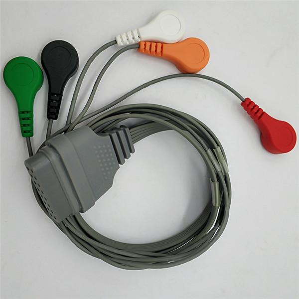 Compatible EDAN 5 Lead Ecg Cable , SE2003 16 Pin Dynamic Telemetry  Cable