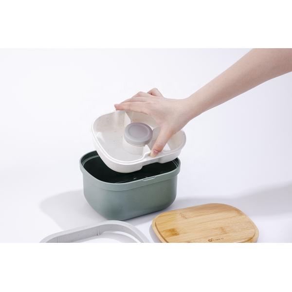 190*150*100 mm Microwavable Food Container Eco Custom Logo Color Separated Space BPA Free Bamboo Storage Box Container
