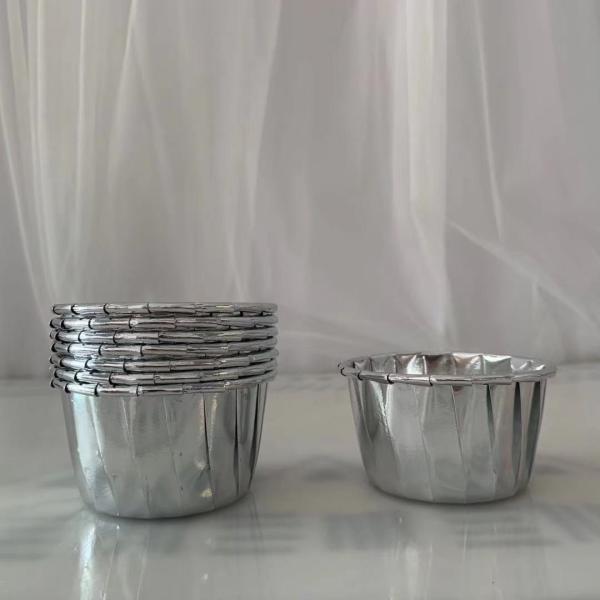 Silver Aluminum Metallic Foil Cupcake Paper Cups For Wedding