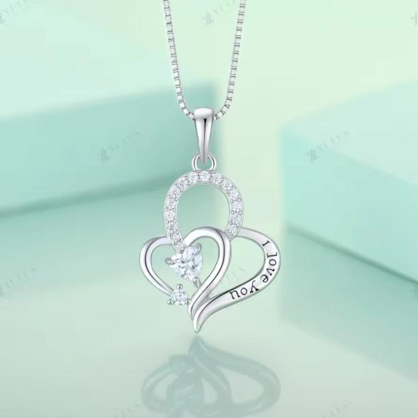 Настоящее Серебро Я Люблю Тебя Сердце Подвеска Ожерелье Многоцветное Сердце Кубическая Циркония Роскошное Серебро 925 Сердце Ожерелье Ювелирные изделия