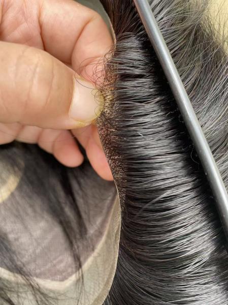 Mono PU Remy Hair Toupee Fine Mono Lace with silk base crown Indian Human Hair Replacement Wig For Men