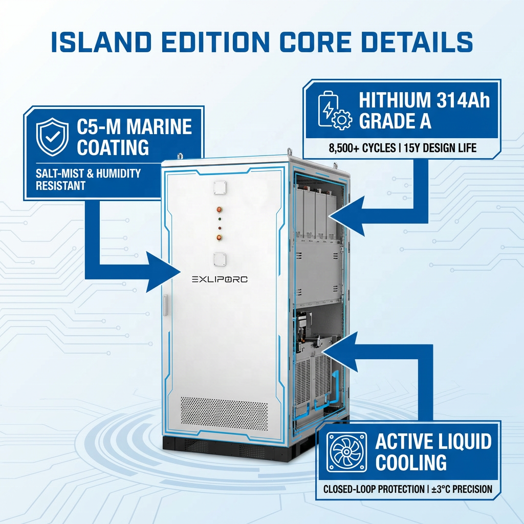 125kW 261kWh Island Smart Microgrid BESS Salt Mist Resistant Solar Wind Hybrid Energy Storage