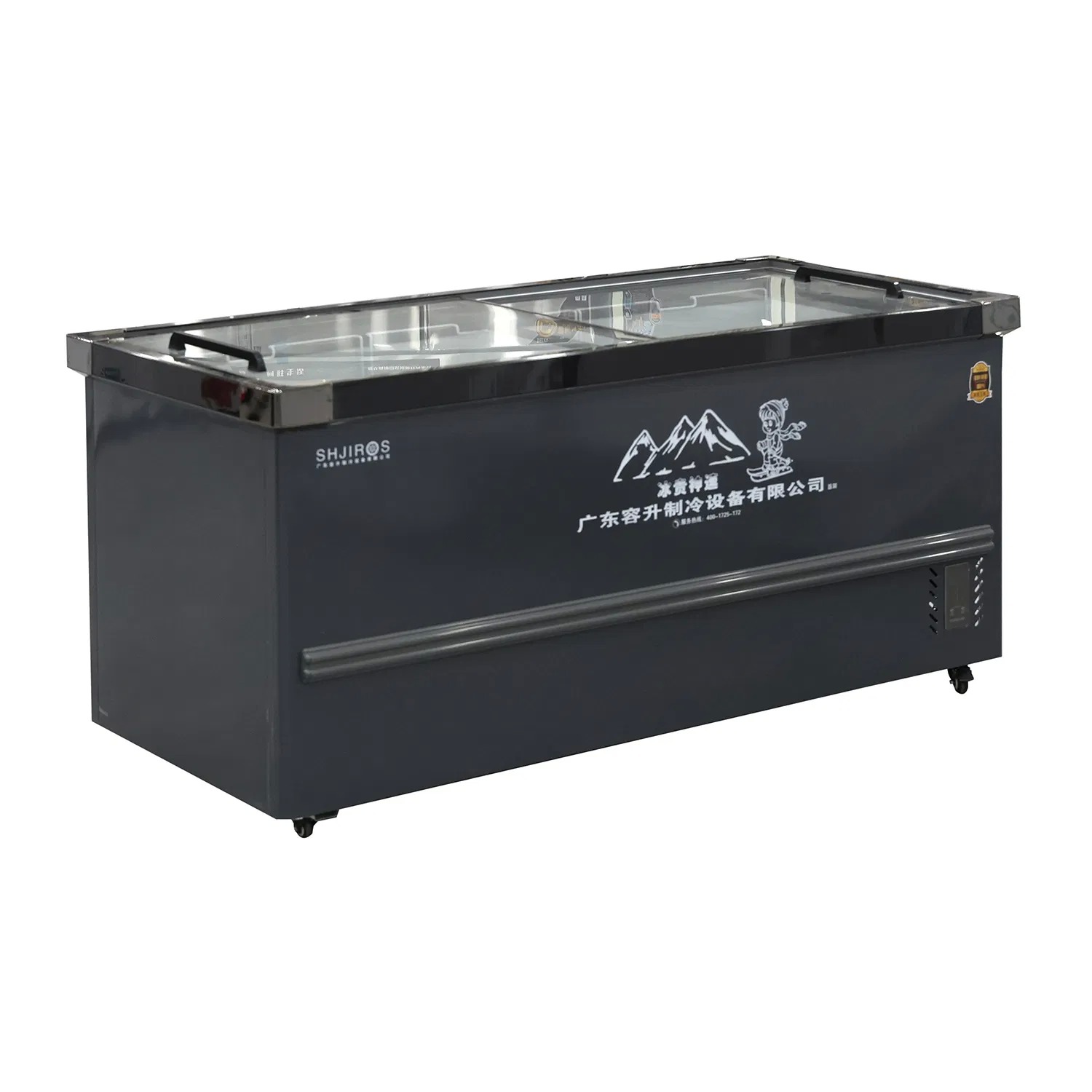 Double Door Deep Island Freezer Horizontal Supermarket Display Freezer 360L