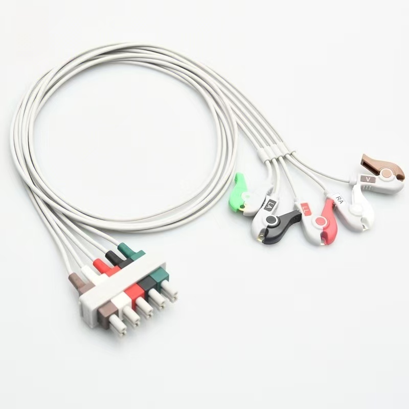 5 Lead ECG Cables And Leadwires Alligator Clip ECG Cable 0.9m Compatible With HP M1605A