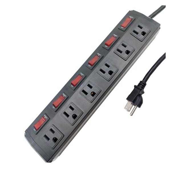 6 outlet Metal America Type Extension Socket With On/Off Switch, Surge