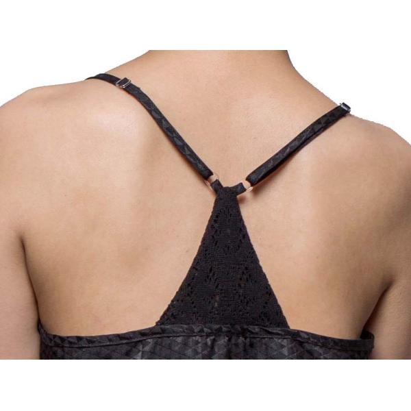 Jacquard Woman Night Dresses Black Satin Cami Dress Cotton Lace At Back