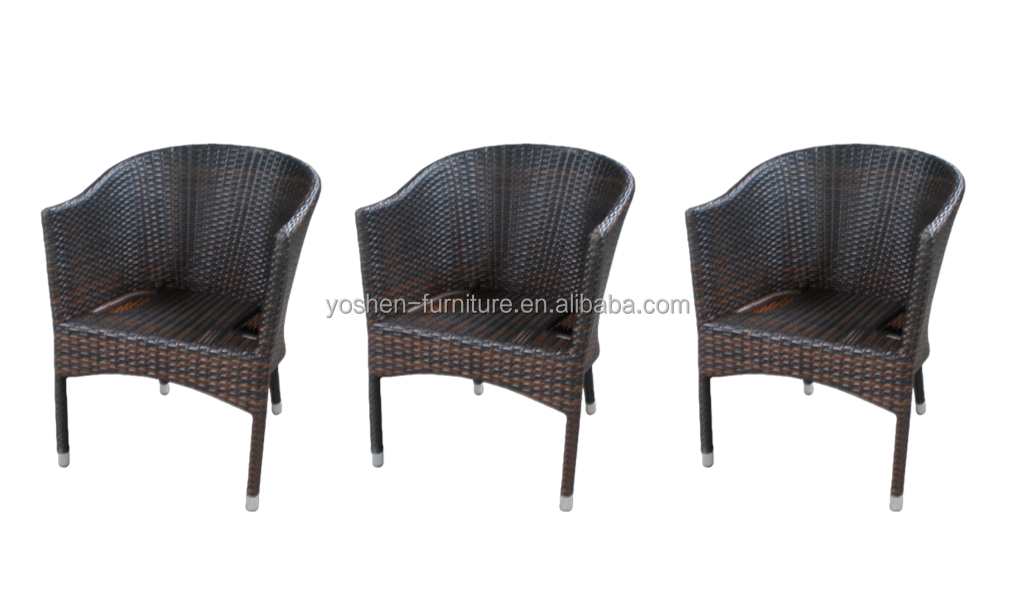 Aluminum Wicker Rattan Stackable Garden Furniture Outdoor Dining Chairs for Restaurant Beach Coffee Shops