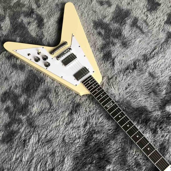 Custom Grand V Shaped Electric Guitar in Cream White