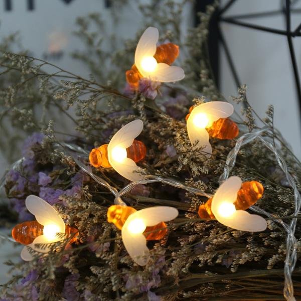 Solar String Lights LED 8 Modes Honey Bee Fairy Lights Outdoor Waterproof Simulation Honey Bees Decor for Garden Christmas Decor