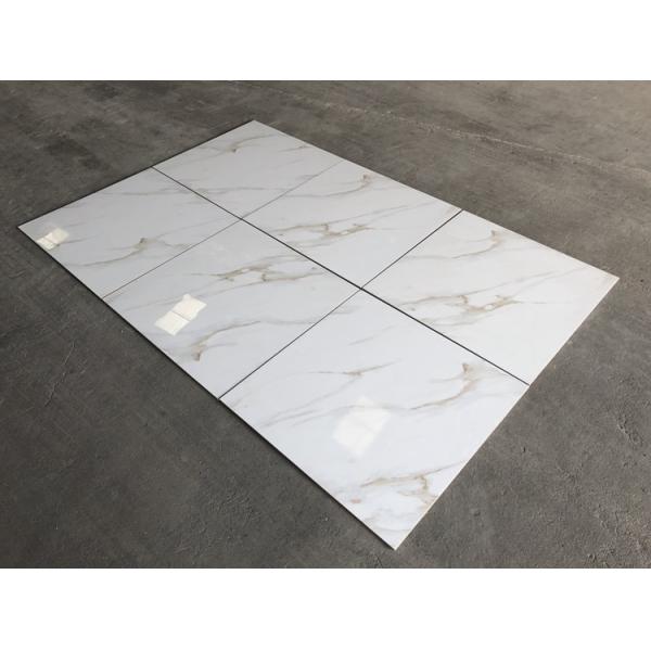 Apartment Flooring 600x600 Glazed Porcelain White Glossy Ceramic Calacatta Gold Tiles