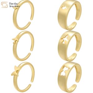 14k покрыло кольца молнии бабочки колец пар золота плоские регулируемые раскрывая