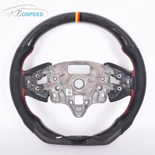 Custom Carbon Fiber Leather CT5 Cadillac Steering Wheel Sports Car Yellow Stripe