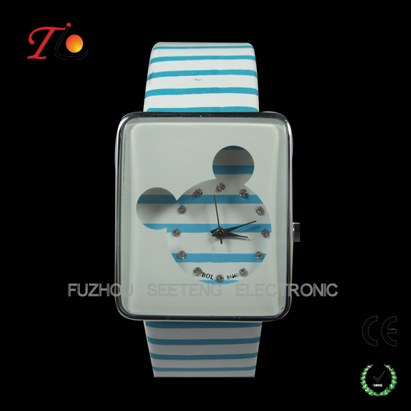 Cute Mickey Mouse style lady watch hot selling watches young girl watch for promotion