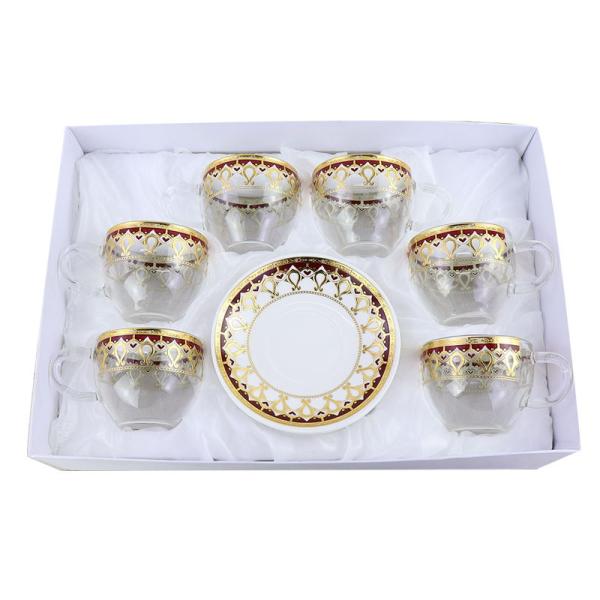 OEM 100ml Glass Cup And Saucer Retro Tree Glass Teacup