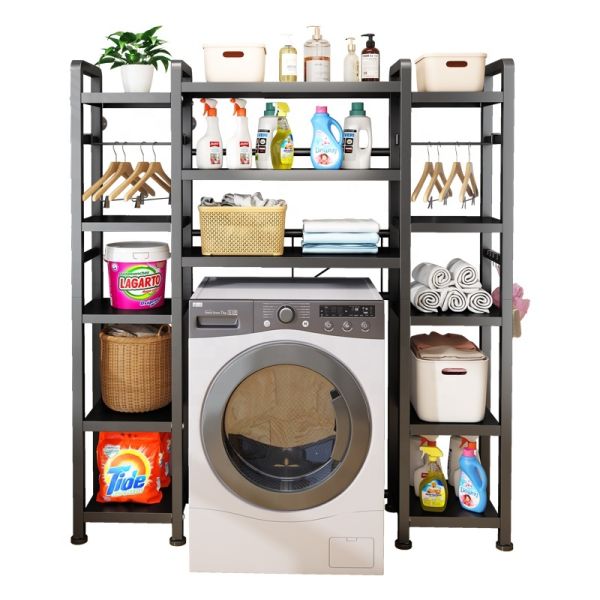 Bathroom Multi  Tier Space Saver Toilet  Metal Bathroom Organizer Accessory Towel Storage Shelf Corner Washing Machine Rack Set