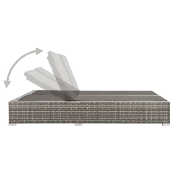 2022 New Design Patio Garden Outdoor Furniture Backrest Adjustable Poly Rattan Double Sun Lounger Sun Bed Daybed