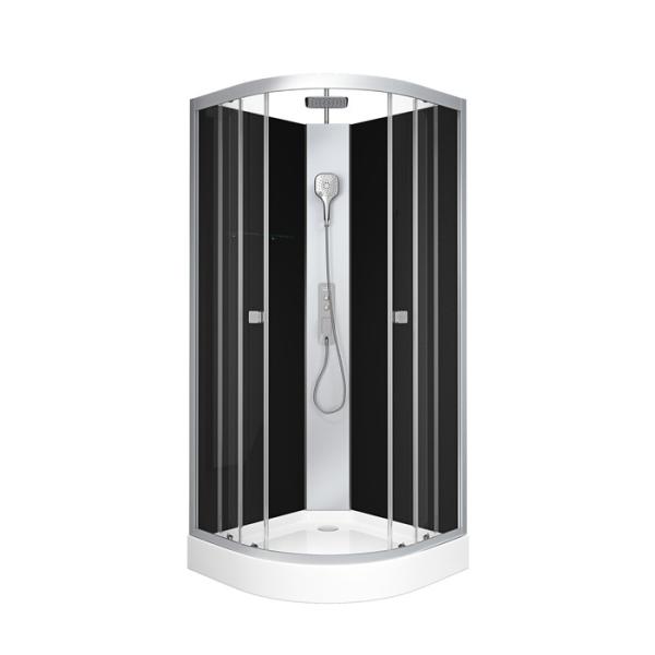 Circle Quadrant Shower Cabin with white acrylic tray and roof 85X85X225cm