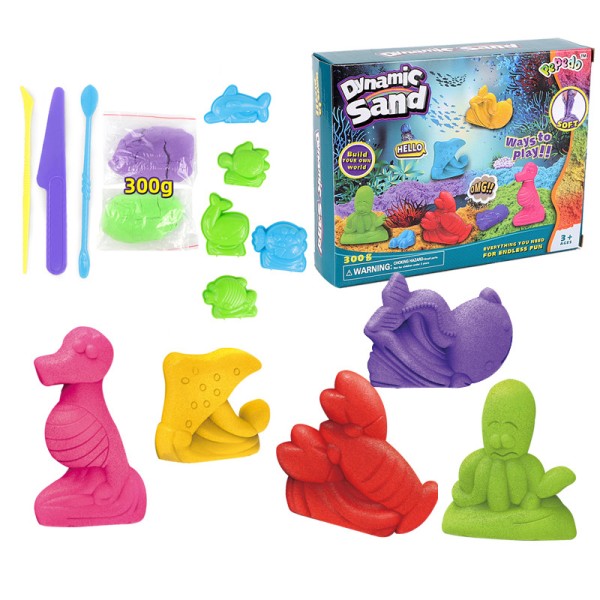 2022 Fancy Modelling Colorful Non-toxic Magic Kids Educational Toy DIY Tools 300g Dynamic Sand