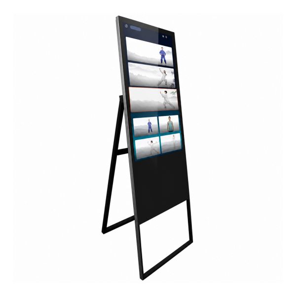 43 Foldable Stand Fitness Mirror 1080P FHD LCD Touch Screen Electroplated Mirror AF Treatment Smart Gym Kiosk OEM