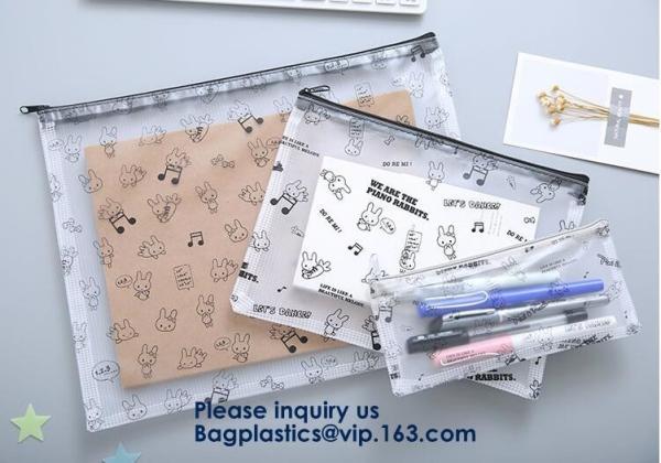 Promotional Custom Printed Pvc Vinyl Transparent Stationery Zip lockk Bags,Crossbody Stationery Set Zipper Pvc Bag Bagease