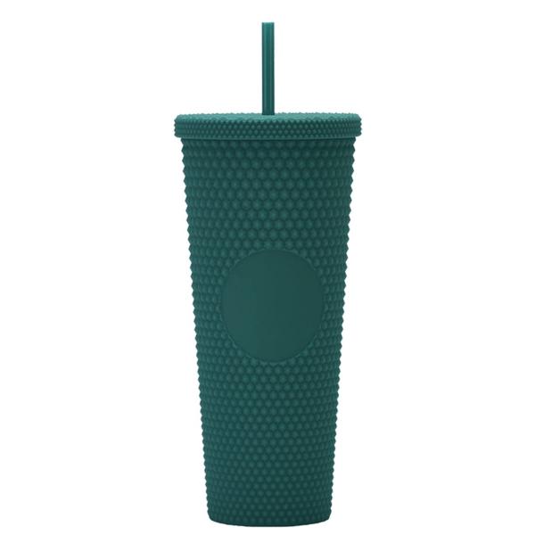 Tumbler con pajita. Perfecto para bebidas calientes y frías. Taza de café helado. Taza de batido reutilizable.