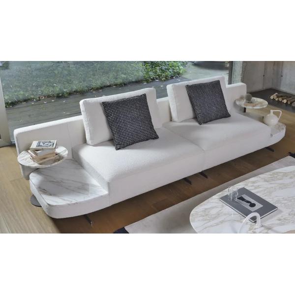 Flexible C Table Sofa Chair White Marble Finish Iron Base Side Table
