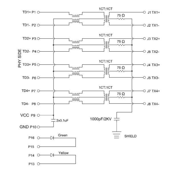 Magnetic PCB RJ45 Metal Connector 1G LAN 2x4 Stacked Stainless Steel Shield