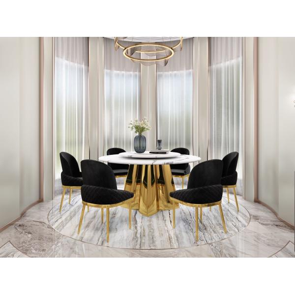 Мраморный круглый поворотный стол столовой стол с ногами из нержавеющей стали