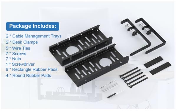 No Drill Steel Desk Cable Organizers Retractable Cable Tray for Easy Management