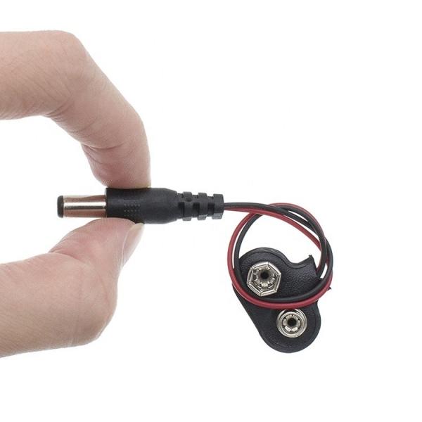 9V Battery Snap Clip Connector To DC Male 5.5 2.1mm Jack Plug Power Cable for battery holders