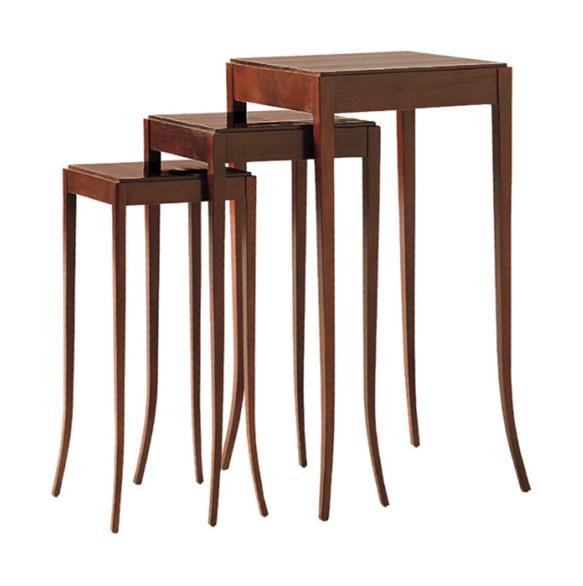 Dark Walnut Finish Rectangle Top 3 Piece Nesting Tables / Sofa End Tables